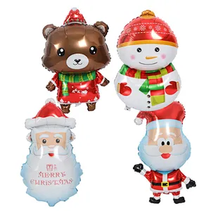New Cartoon Christmas Globos Deer Bear Santa Claus Aluminum Foil Balloons Merry Christmas Party Decoration Balloons