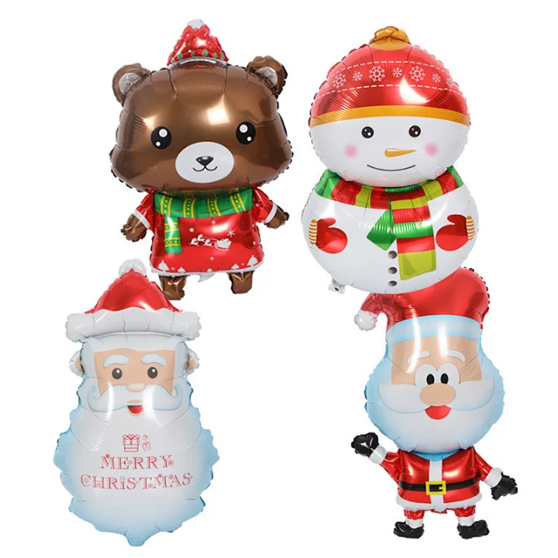 New Cartoon Christmas Globos Deer Bear Santa Claus Aluminum Foil Balloons Merry Christmas Party Decoration Balloons