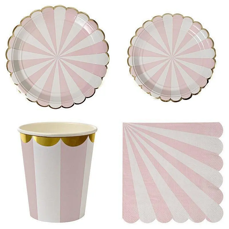 Disposable 8 Guests Paper Plates Napkins Cups Straws Children Birthday Party Supply Tableware Sets