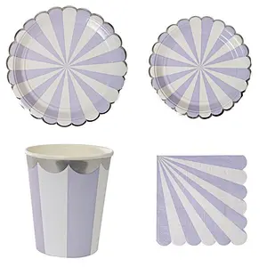 Disposable 8 Guests Paper Plates Napkins Cups Straws Children Birthday Party Supply Tableware Sets