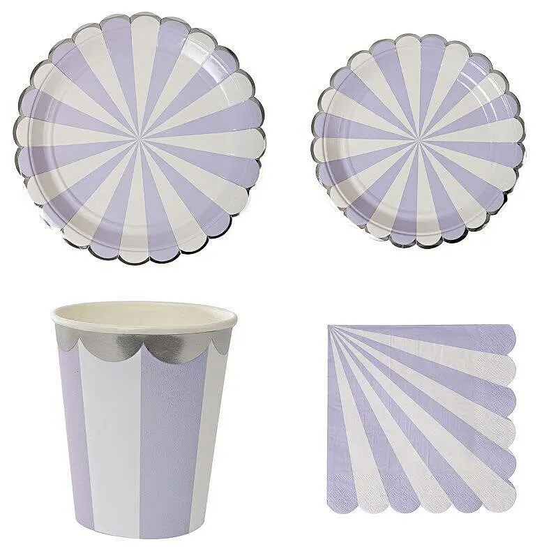 Disposable 8 Guests Paper Plates Napkins Cups Straws Children Birthday Party Supply Tableware Sets