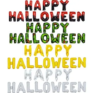 In stock 16 Inch Happy Halloween Letter Aluminum Foil Balloon Set Letter Balloon Halloween Party Decoration