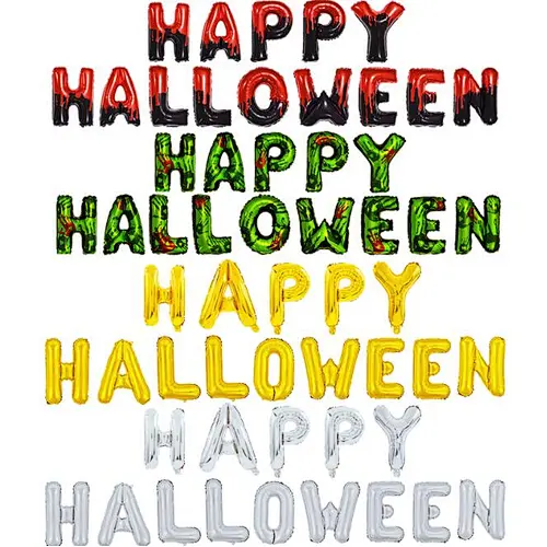 In stock 16 Inch Happy Halloween Letter Aluminum Foil Balloon Set Letter Balloon Halloween Party Decoration