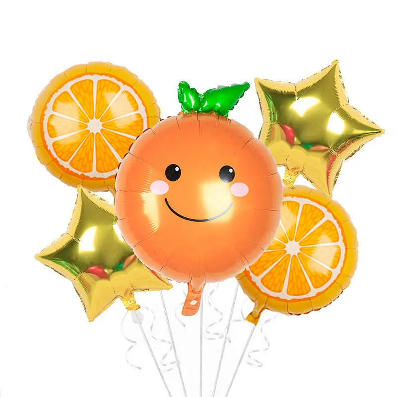 New Design 6Pcs/Set Fruit Foil Balloons Set Summer Fruit Theme Party Decoration Watermelon Pineapple Orange Shaped Balloons