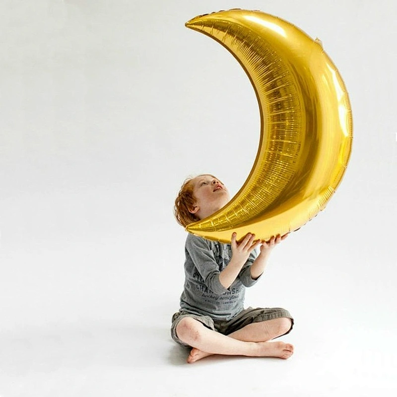 36 Inch Moon Foil Balloon 18 Inch Star Balloons Set for Wedding Birthday Anniversary Eid Party Decoration