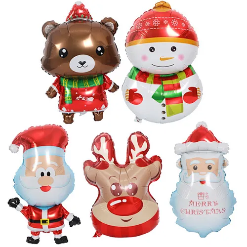 New Cartoon Christmas Globos Deer Bear Santa Claus Aluminum Foil Balloons Merry Christmas Party Decoration Balloons