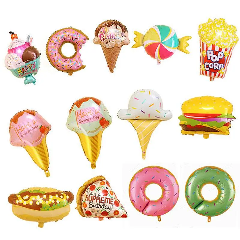 Hot sell cartoon ice cream foil helium balloon birthday party decoration party supplies kids gift donut candy food