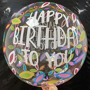 Hot selling huge candle leaf love pattern decoration birthday party 20inch baby shower transparent printing bobo ball
