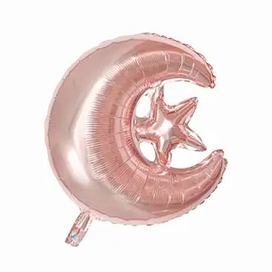 24 Inch EID MUBARAK Star Moon Foil Balloons Muslim Hajj Mubarak Decoration Ramadan Kareem Islamic Eid Al-Fitr Supplies
