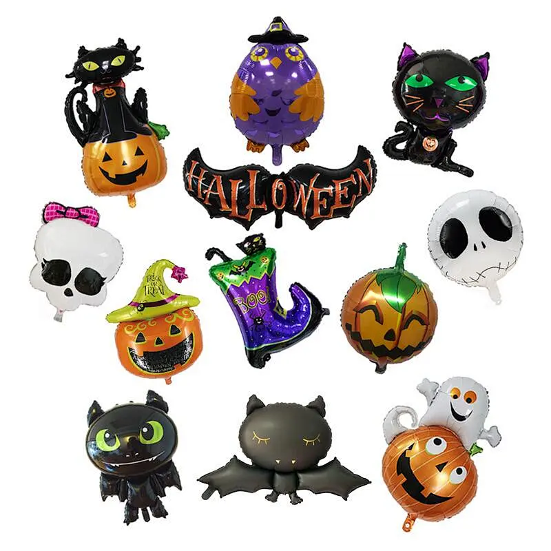 OEM Halloween Party Cartoon Foil Balloons Cute Human Skeleton Ghost Pumpkin shape Halloween Helium Balloons For Decoration