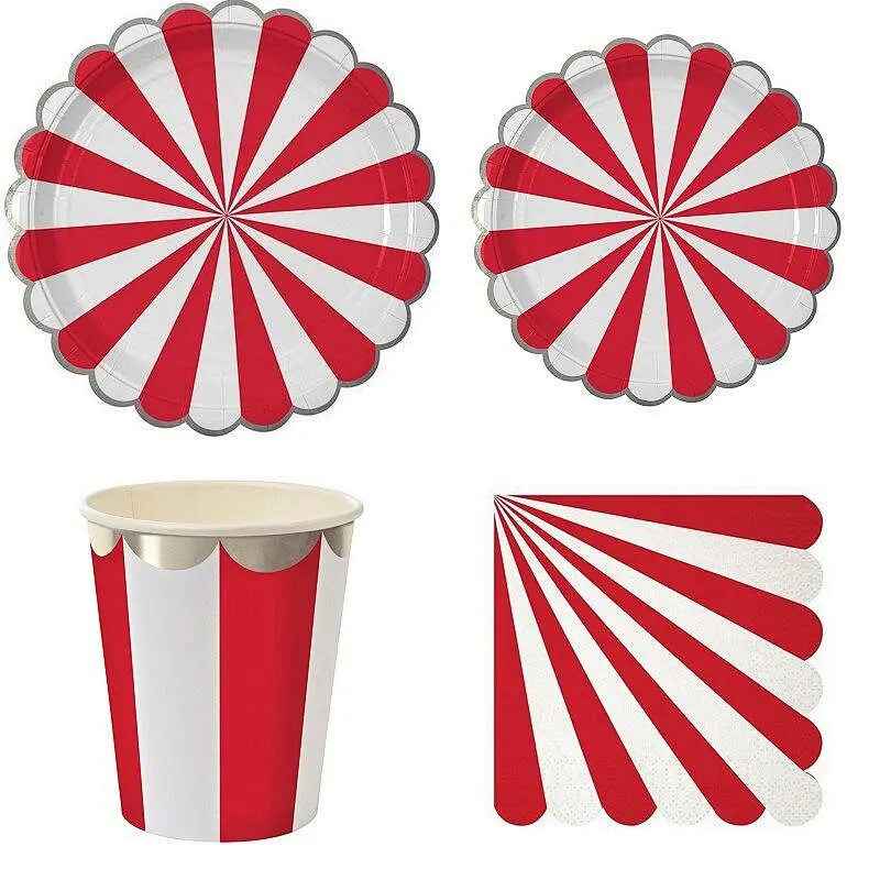 Disposable 8 Guests Paper Plates Napkins Cups Straws Children Birthday Party Supply Tableware Sets