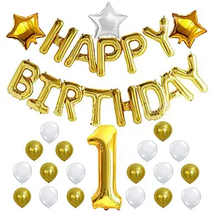 Amazon Hot Sale 1st Birthday Party Decoration Supplies Happy Birthday Foil Latex Balloons Set