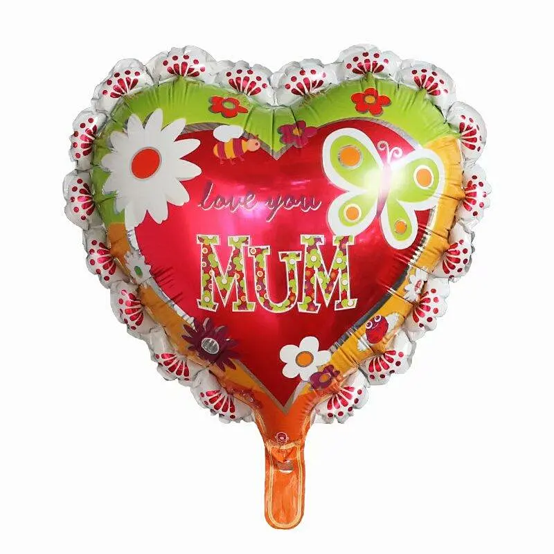 New design 18 inch heart shape happy mother's day mylar aluminum foil globos balloons I love mom balloon party decoration gift