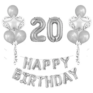 New Amazon Hot Sale 15 18 20 21 25 30th Number Happy Birthday balloon Letter Aluminum Foil Letter Balloon Set