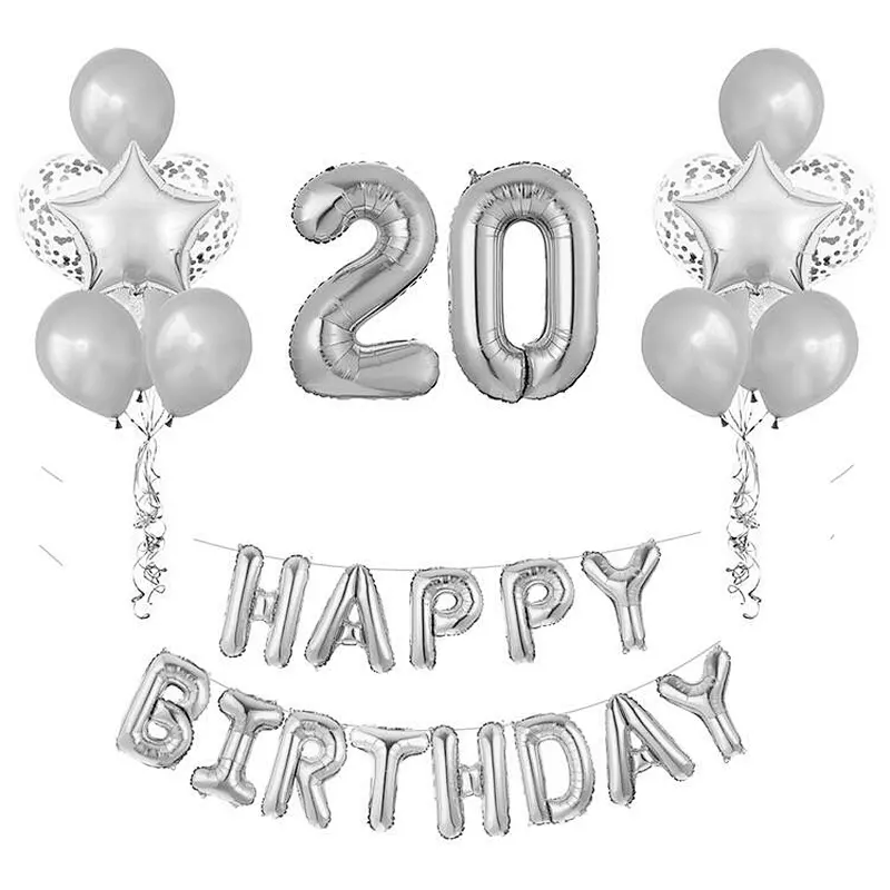 New Amazon Hot Sale 15 18 20 21 25 30th Number Happy Birthday balloon Letter Aluminum Foil Letter Balloon Set