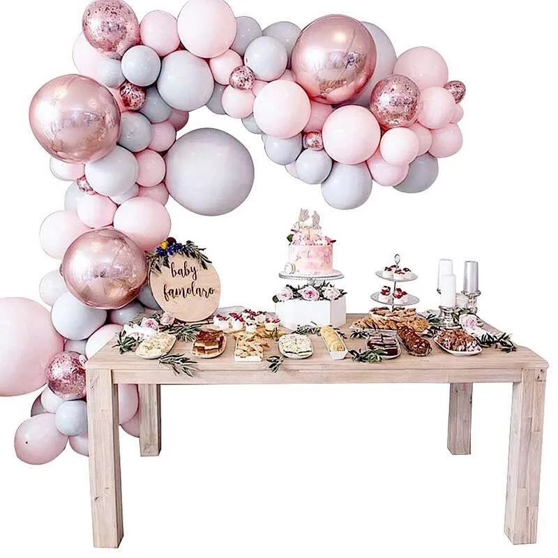 Pink macaron birthday party decorations globo macaron round latex arch balloons kit set