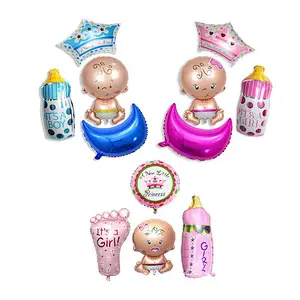 1st Blue/Pink Baby Girl Boy Shower Birthday Party Decoration Set Oh Baby Foil Balloon Kits