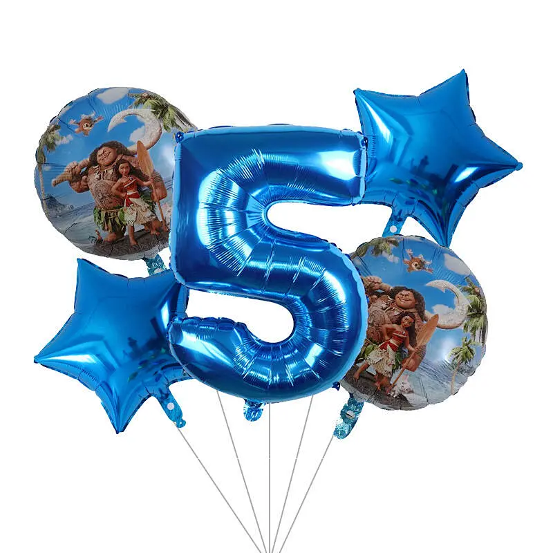 Hot Sale Cartoon Character Moana Maui Foil Globos Helium Balloons Set For Marine Theme Party Kids Birthday Party Decoration