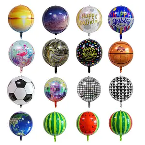 Wholesale custom printing 22 Inch 3d 4D Round party aluminium foil helium birthday balloons decoration
