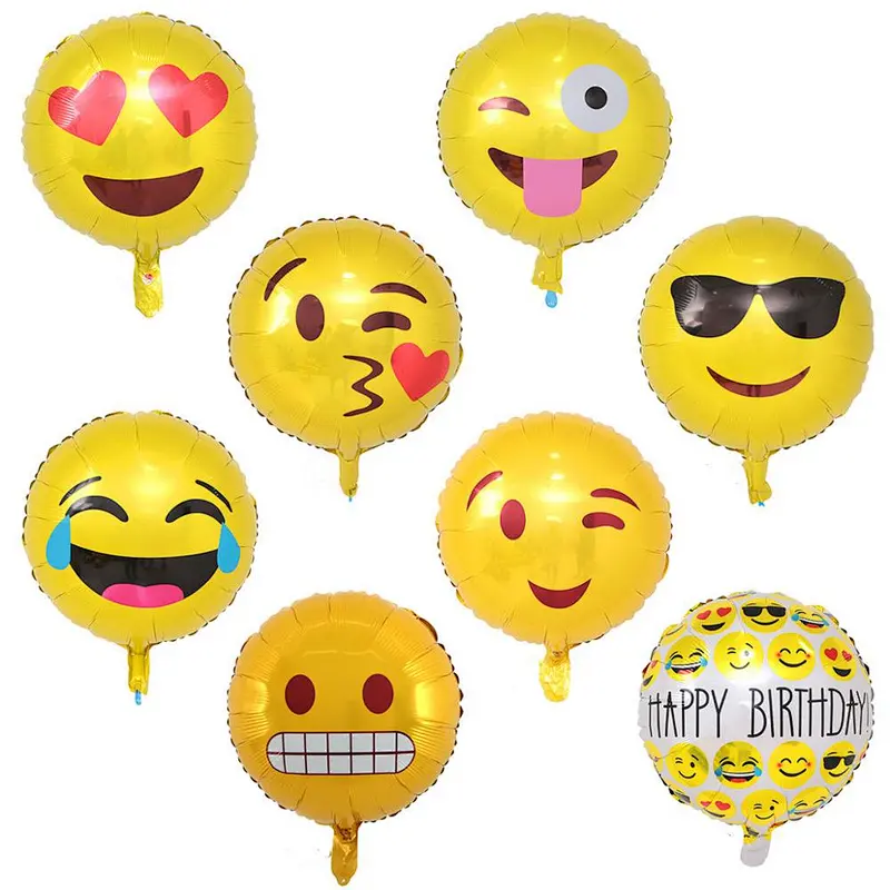 18'' Expression Emoji balloons for birthday party cute cool kiss cry Smiling face grimace Funny helium Balloon