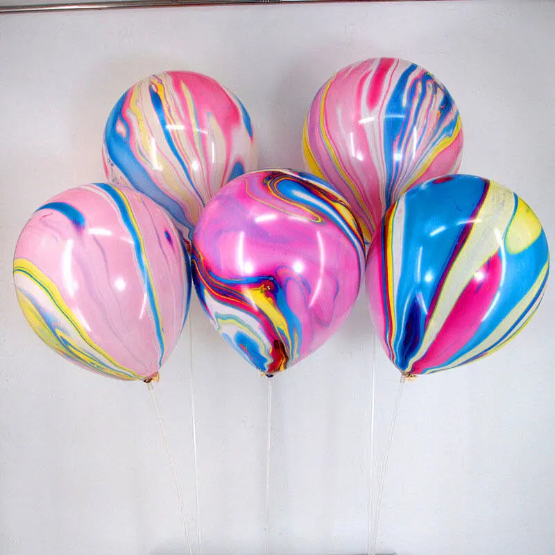 Rainbow Agate Marble Color Marble Tie Dye Swirl Effect Anniversary Birthday Latex Balloons