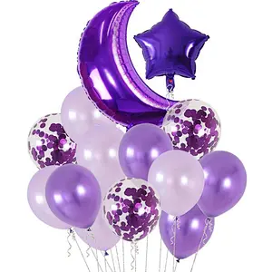 Wedding Birthday Party Decoration Balloon Set Foil Balloon Star Moon Latex Confetti Balloon Set