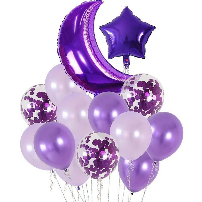 Wedding Birthday Party Decoration Balloon Set Foil Balloon Star Moon Latex Confetti Balloon Set
