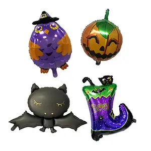OEM Halloween Party Cartoon Foil Balloons Cute Human Skeleton Ghost Pumpkin shape Halloween Helium Balloons For Decoration