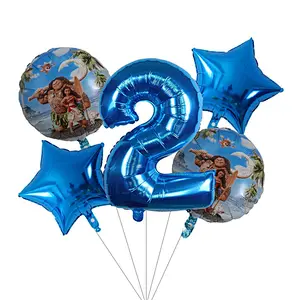 Hot Sale Cartoon Character Moana Maui Foil Globos Helium Balloons Set For Marine Theme Party Kids Birthday Party Decoration