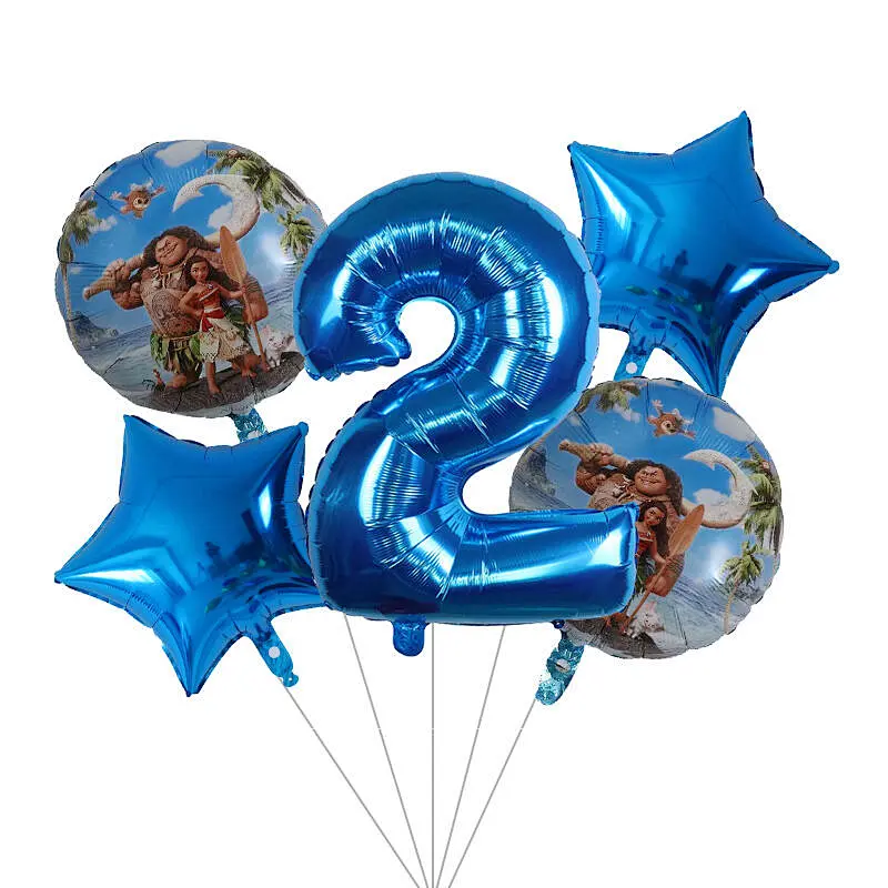 Hot Sale Cartoon Character Moana Maui Foil Globos Helium Balloons Set For Marine Theme Party Kids Birthday Party Decoration