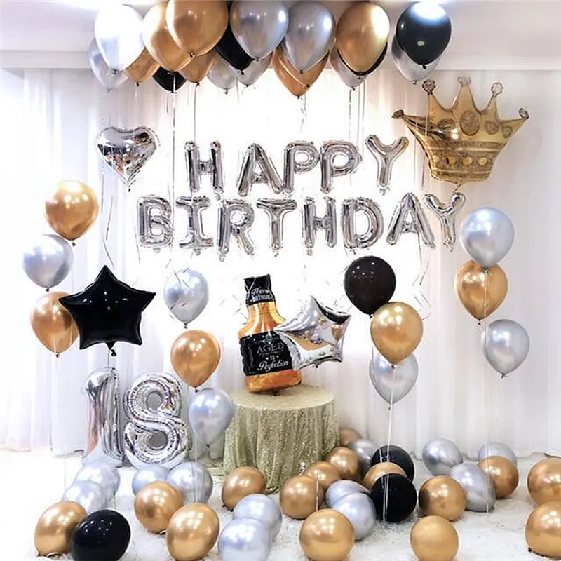 Wholesale Amazon Children Adult Birthday Decoration Party Supplies Happy Birthday Balloon Set Foil Latex Balloons