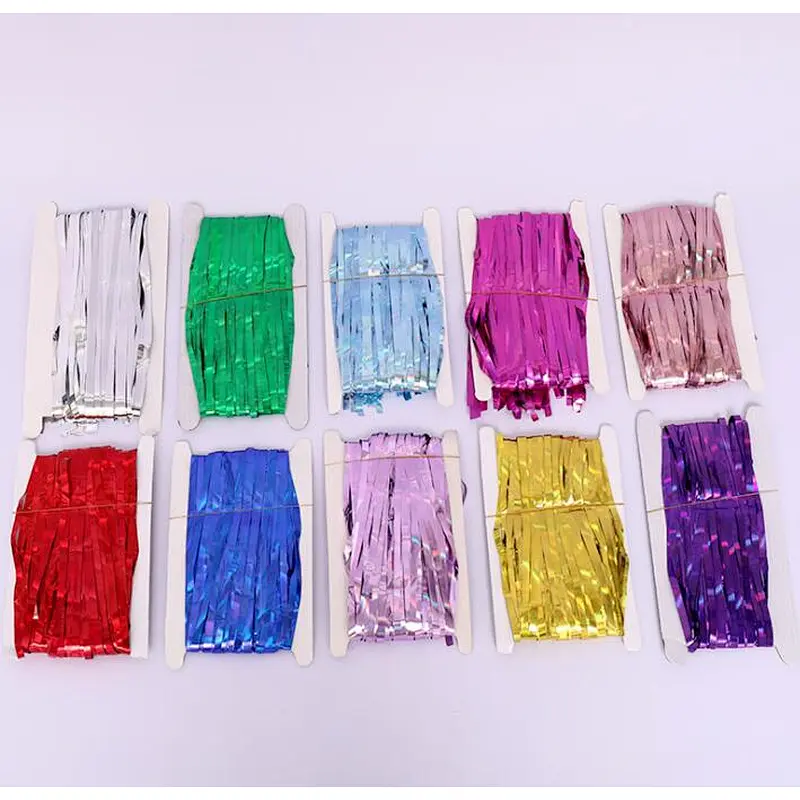 New arrive 1*2m Rainbow Colorful Foil Fringe Metallic Curtain Tassel Ceremony Background Tassel Birthday For Party Decoration