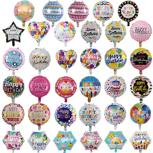 Happy Birthday Party Decoration Globos Fiesta 18Inch Round Shape Globos De Cumpleanos Happy Birthday Foil Balloons