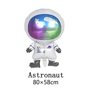Cartoon Outer Space theme Astronauts Rocket Spaceship Inflating aluminum Foil Sci-fi Balloons Cosmos Theme Kids Baby Party Decor