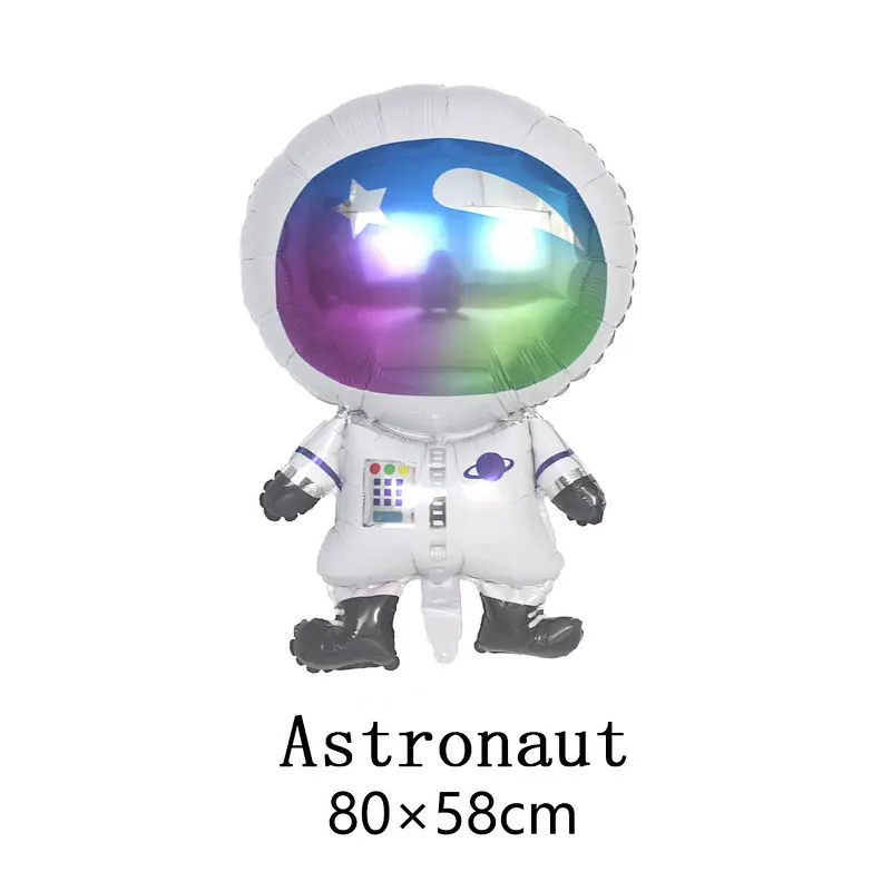 Cartoon Outer Space theme Astronauts Rocket Spaceship Inflating aluminum Foil Sci-fi Balloons Cosmos Theme Kids Baby Party Decor