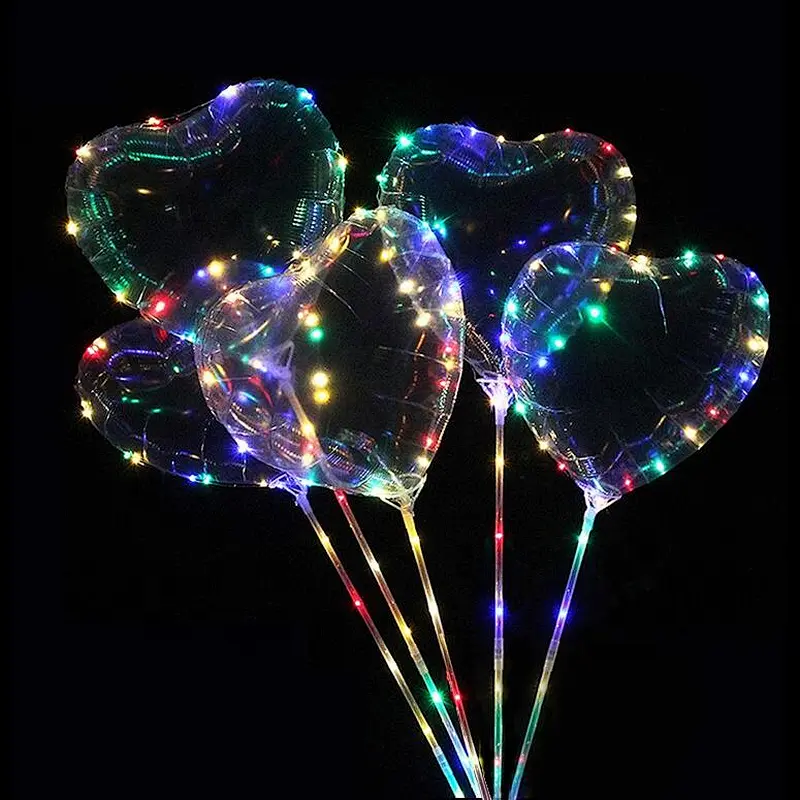 Glow In The Dark Custom Size 12 18 36Inch Transparent Bobo Bubble Pvc Led Balloon Stick
