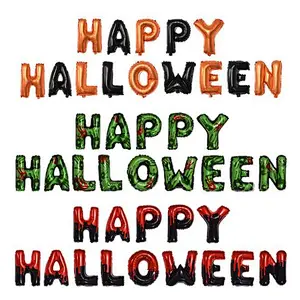 16inch Happy Halloween letter foil balloon banner set retail packing card globos