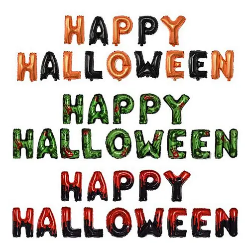 16inch Happy Halloween letter foil balloon banner set retail packing card globos
