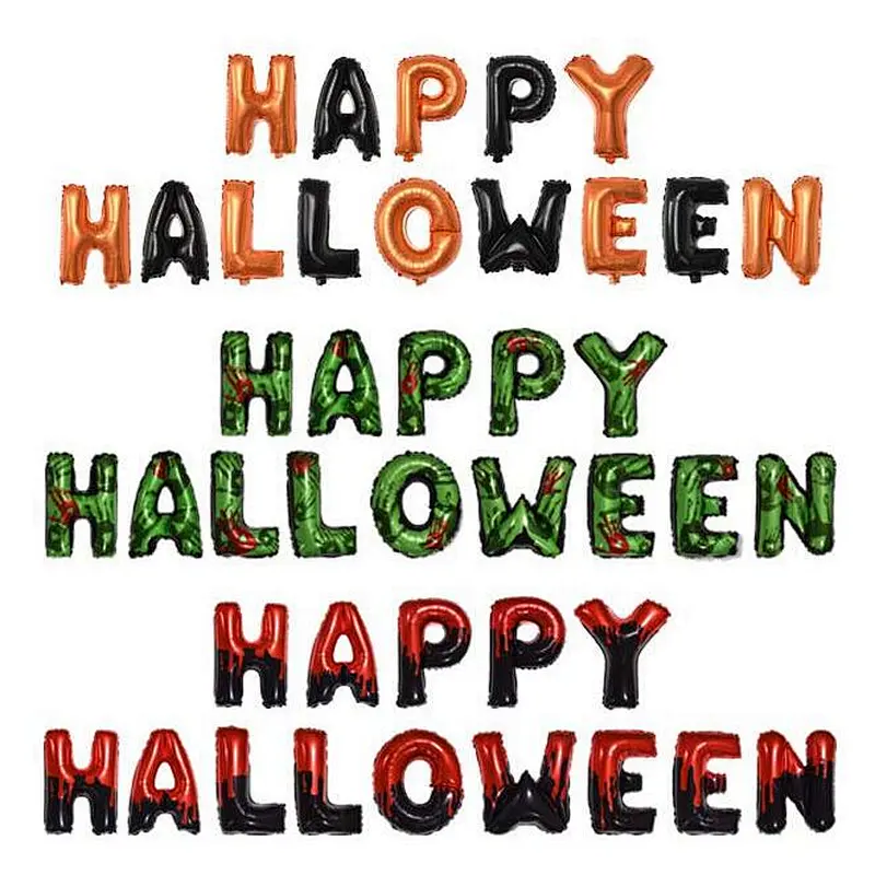 In stock 16 Inch Happy Halloween Letter Aluminum Foil Balloon Set Letter Balloon Halloween Party Decoration