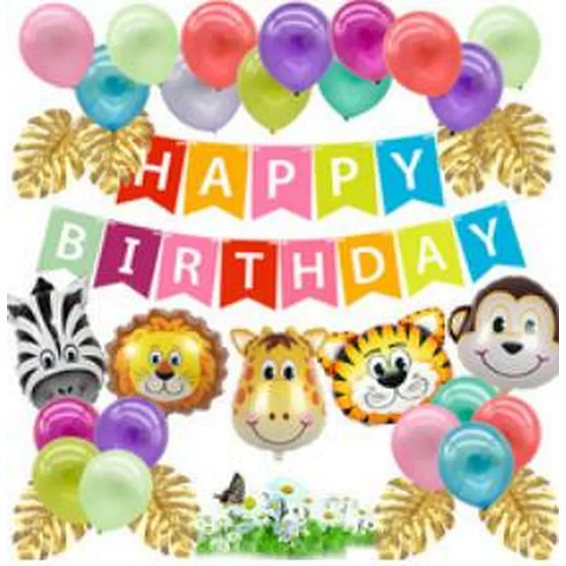 In Stock Animal Head Foil Balloons Happy Birthday Party Decorations Kids Party Tiger Lion Inflatable Globes