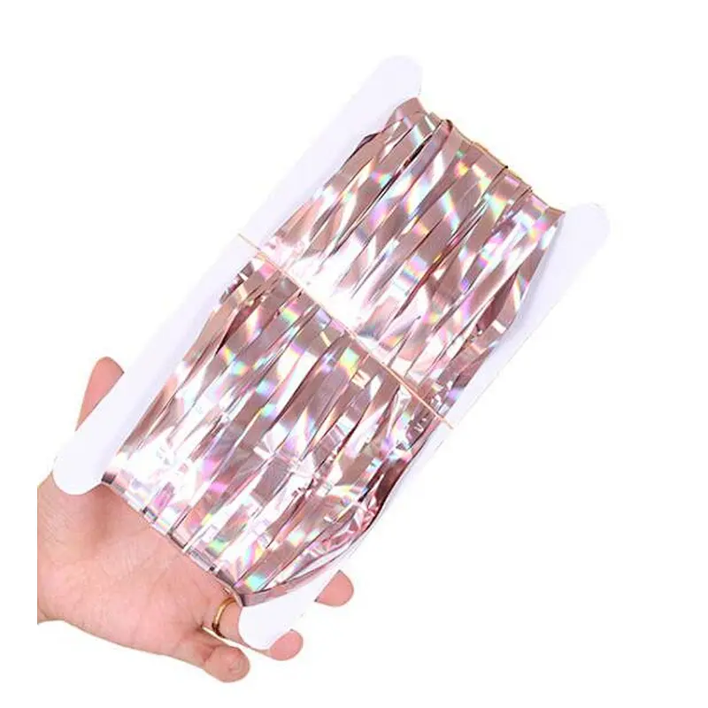 New arrive 1*2m Rainbow Colorful Foil Fringe Metallic Curtain Tassel Ceremony Background Tassel Birthday For Party Decoration