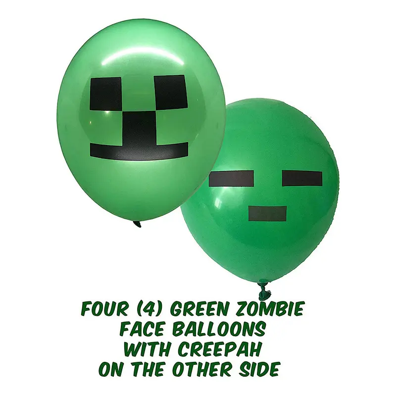 Pixel Game Party Theme Decoration Supplies Miner Player Ghost Spider Latex Balloon Set