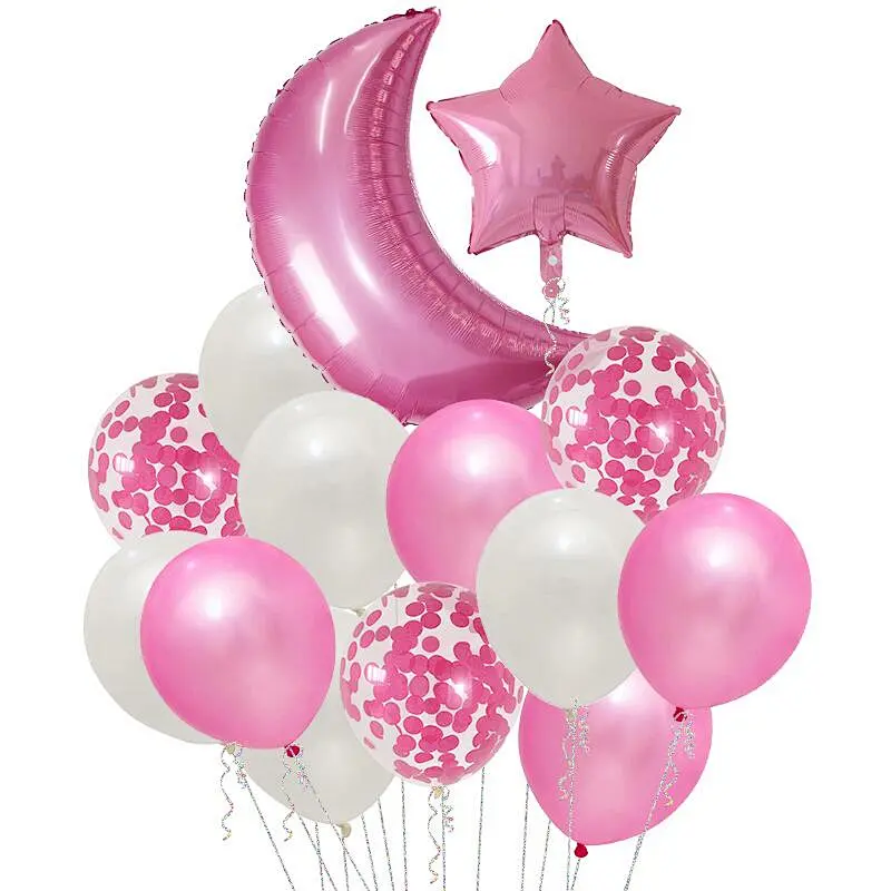 Wedding Birthday Party Decoration Balloon Set Foil Balloon Star Moon Latex Confetti Balloon Set