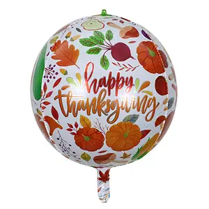 2022 New Design 22inch 4D Round Thanksgiving Day Foil New Year Balloons Globos Happy New Year Party Decorations