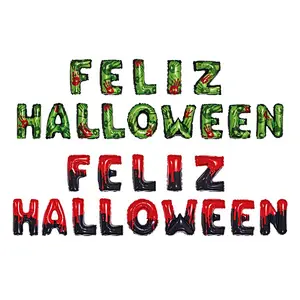 In stock 16 Inch Happy Halloween Letter Aluminum Foil Balloon Set Letter Balloon Halloween Party Decoration