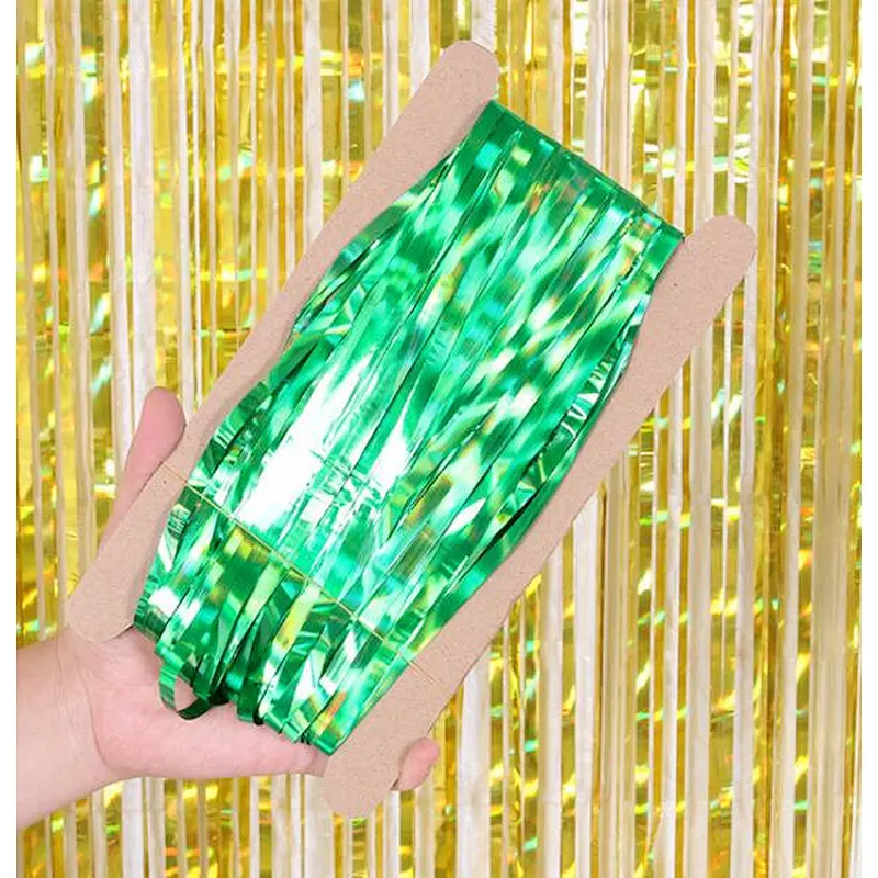 New arrive 1*2m Rainbow Colorful Foil Fringe Metallic Curtain Tassel Ceremony Background Tassel Birthday For Party Decoration