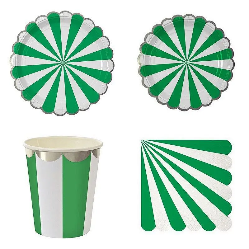 Disposable 8 Guests Paper Plates Napkins Cups Straws Children Birthday Party Supply Tableware Sets