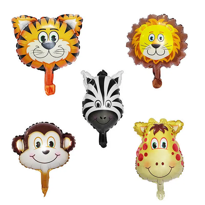 Jungle animal theme birthday party balloon chain lion giraffe tiger foil balloon tablecloth cake toppers row party decoration