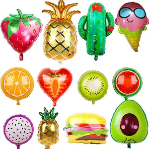 Fruit foil balloon Strawberry cactus Theme Birthday Party shape fruit ballon Avocado Tropical Hawaii decorations