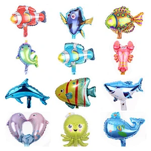 Mini trumpet ocean dolphin hippocampus fish aluminum film birthday party decoration layout wedding wedding room balloon
